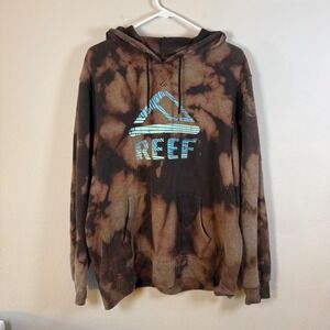 Reef Tie Dye Bleached Hoodie Sweatshirt Men's Size XL